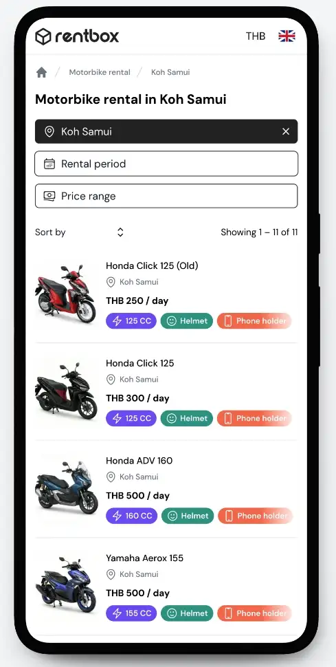motorbike rent thailand